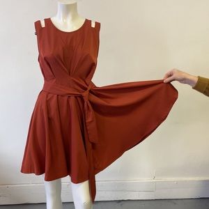Rust YA Los Angeles sleeveless above the knee dress-size large